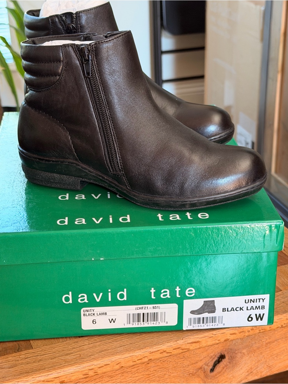David Tate Black Leather Side-Zip Ankle Boots